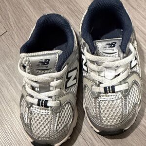 New Balance Kids' White and Navy Sneakers